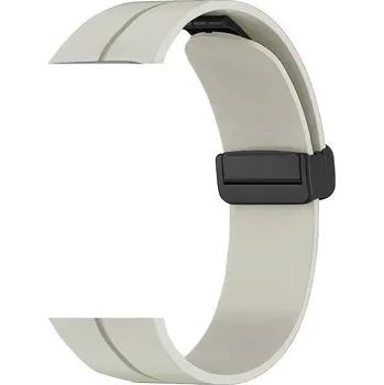 Příslušenství k chytrým hodinkám Silikonový řemínek s nastavitelnou magnetickou sponou 18mm pro hodinky Samsung / Huawei / Xiaomi / Garmin Barva: Hvězdně bílá