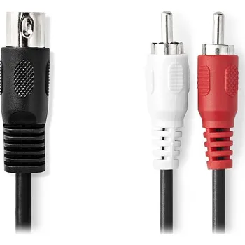 Audio kabel Nedis redukční audio kabel DIN na 2× RCA 1m Kabel, redukční, audio, 5pin zástrčka DIN, 2× zástrčka RCA, černý, 1m CAGL20200BK10