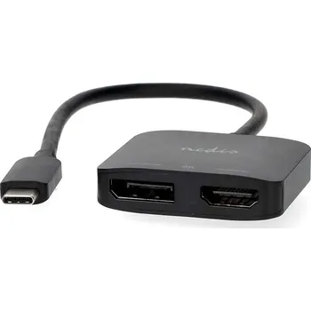 Video kabel Nedis adaptér USB-C na HDMI a DisplayPort 20cm Adaptér, USB-C (M) na HDMI (F) a DisplayPort (F), černý, 20cm CCGB64385BK02