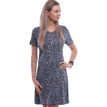 Dámská noční košile Luxusní hedvábně jemná noční košilka s krátkými rukávy modrošedý i růžový JAGUÁR 1D1545 modrá m