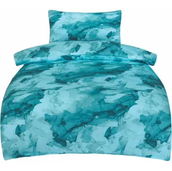 Povlečení TiaHome Minerál tyrkys 200 x 140, 90 x 70 cm zipový uzávěr