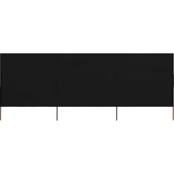 Stínicí technika 3dílná zástěna proti větru látková 400 x 160 cm černá Černý47152