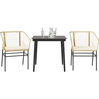 Zahradní sestava vidaXL 3dílný zahradní jídelní set s poduškami polyratan sklo [3334499] Barva: Hnědá