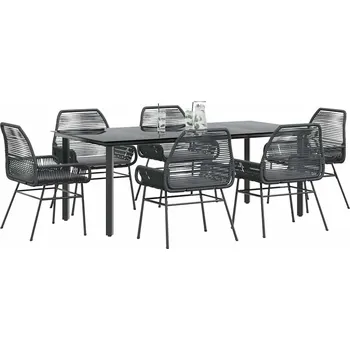 Zahradní sestava vidaXL 7dílný zahradní jídelní set s poduškami polyratan sklo [3334567] Barva: Černá