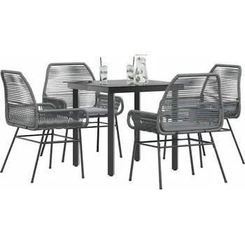 Zahradní sestava vidaXL 5dílný zahradní jídelní set s poduškami polyratan sklo [3334570] Barva: Šedá