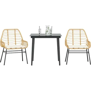 Zahradní sestava vidaXL 3dílný zahradní jídelní set s poduškami polyratan sklo [3334450] Barva: Hnědá