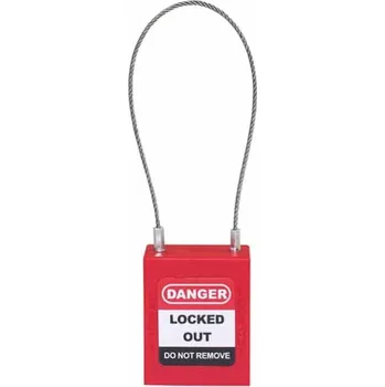 Zámek na kolo Lockey LOTO zámek 175 mm, nerezové lanko 3,2 mm, nylonové tělo (nevodivé), rovná hrana Barva: Fialová