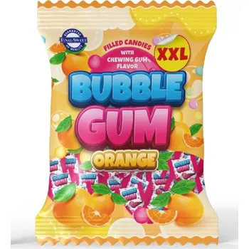 Bonbon Ovocné bonbóny furé BUBBLE GUM 300 g - POMERANČ - střední balení (Plněné bonbóny se žvýkačkovou pomerančovou příchutí)