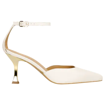 Dámské lodičky Bílé Kožené Lodičky Na Zlatém Podpatku Wojas 3517059 39