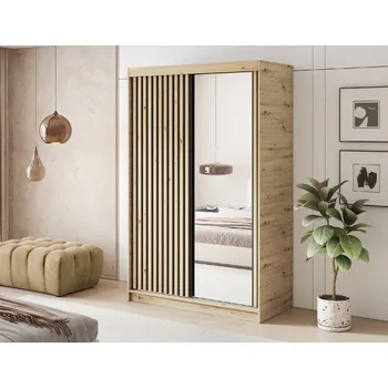 Šatní skříň Šatní skříň Emerio II Barva korpusu: Dub - Artisan, Rozměry: 120 cm, Dveře: Dub artisan + zrcadlo