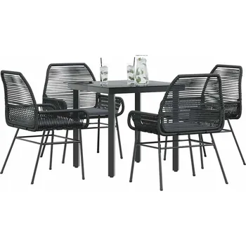 Zahradní sestava vidaXL 5dílný zahradní jídelní set s poduškami polyratan sklo [3334570] Barva: Černá