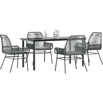 Zahradní sestava vidaXL 5dílný zahradní jídelní set s poduškami polyratan sklo [3334572] Barva: Šedá