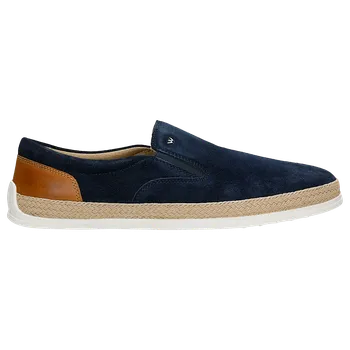 Pánské polobotky Tmavě Modré Pánské Nazouváky S Hnědým Detailem Z Lícové Kůže Wojas 1025876 40