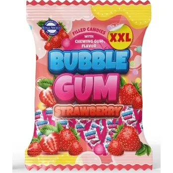 Bonbon Ovocné bonbóny furé BUBBLE GUM 300 g - JAHODA - střední balení (Plněné bonbóny s jahodovou příchutí)