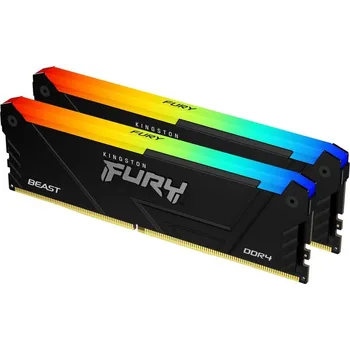 Operační paměť Kingston Fury Beast RGB DDR4 16GB 3600MT/s Operační paměť, DDR4, 16GB (2× 8GB kit), 3600MT/s, DIMM, CL17, XMP, RGB podsvícení, černá KF436C17BB2AK2/16