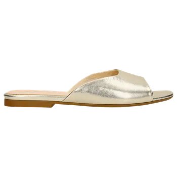Dámské žabky Zlaté Dámské Pantofle Z Fóliované Lícové Kůže Wojas 7413758 39