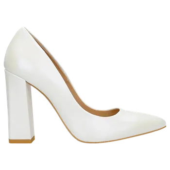 Dámské lodičky Bílé Kožené Lodičky Na Vysokém Podpatku S Perleťovým Leskem Wojas 3503959 39