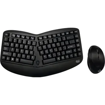 Klávesnice Adesso Tru-Form Media 1150 Set klávesnice a myši, bezdrátový, ergonomický, mini, rolovací kolečko, až 1600DPI, US layout, USB, černý WKB-1150CB