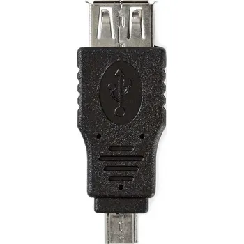 Elektrická zásuvka Nedis CCGB60901BK Adaptér, zástrčka micro USB-B, zásuvka USB 2.0, černý CCGB60901BK