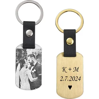 Přívěsek Ocelový přívěsek na klíče Tag Leather Premium