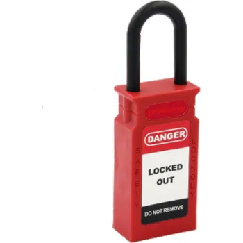 Visací zámek LOTO zámek s dlouhým tělem, nylonový třmen 6mm,nylonové tělo (nevodivé), tvar LOCKEY (patentovaný) Výška třmenu: 76 mm