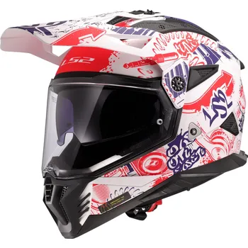 Motodoplněk LS2 MX702 PIONEER II FANTASY WHITE RED BLUE-06 - 2XL