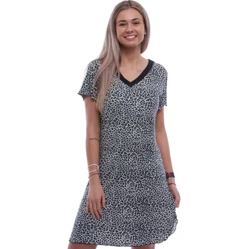 Dámská noční košile Luxusní hedvábně jemná noční košilka s krátkými rukávy šedý gepard 1D1517 šedá 4xl