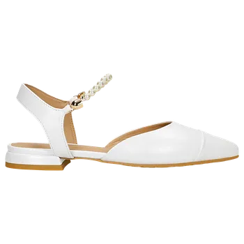 Dámské polobotky Bílé Baleríny S Otevřenou Patou A Ozdobnými Korálky Wojas 4406059 40