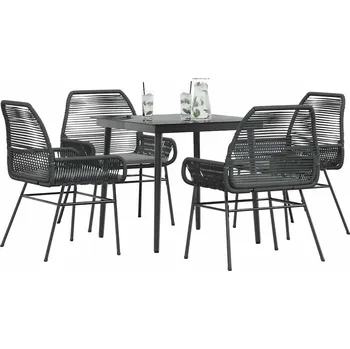 Zahradní sestava vidaXL 5dílný zahradní jídelní set s poduškami polyratan sklo [3334465] Barva: Černá