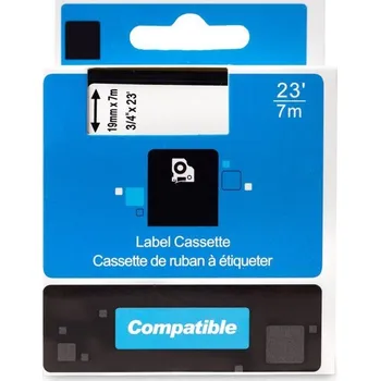 Pásek do tiskárny Páska PrintLine kompatibilní s DYMO 45800 Páska, pro tiskárny štítků, kompatibilní s DYMO 45800 S0720820, 19mm, 7m, černý tisk / průhl. podklad, D1 PLTD19