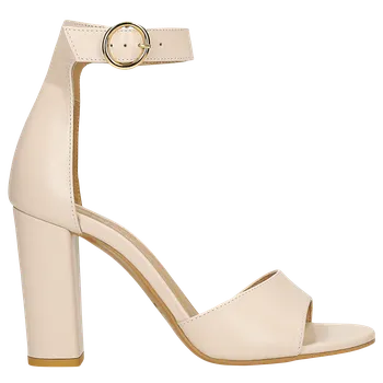 Dámské sandále Béžové Kožené Sandály Na Vysokém Podpatku Wojas 7623154 36