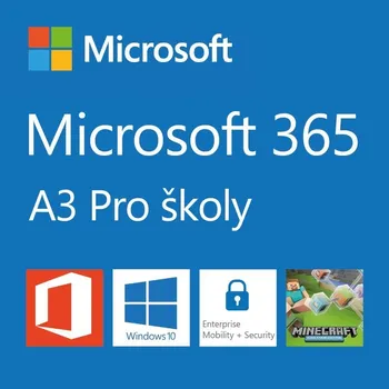 Software Microsoft 365 A3 Software, kancelářský, pro školy, předplatné 1 rok (vyúčtování ročně), 1 uživatel, CSP - Elektronická licence CFQ7TTC0LHPLR