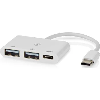 Notebook Nedis CCGB64785WT01 USB Hub, externí, USB-C na 2× USB 2.0, 1× USB-C, bílý CCGB64785WT01