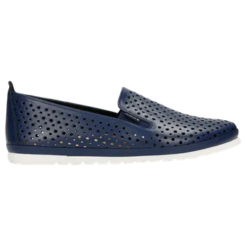 Dámské polobotky Tmavě Modré Děrované Dámské Mokasíny Z Lícové Kůže Wojas 4610256 38