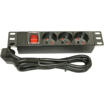 Notebook XtendLan ZASUVKA3-10 Rozvodný panel, 10", 3x 230V, ČSN, vypínač, kabel 1,8m, černý ZASUVKA3-10