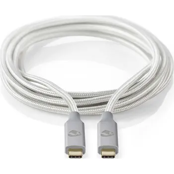 Datový kabel Nedis PROFIGOLD USB-C 3.2 Gen2x2 2m stříbrný Kabel, nabíjecí a synchronizační, USB 3.2 Gen2x2, zástrčka USB-C - zástrčka USB-C, nylon, stříbrný, 2m CCTB64020AL20