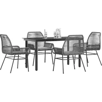 Zahradní sestava vidaXL 5dílný zahradní jídelní set s poduškami polyratan sklo [3334564] Barva: Šedá