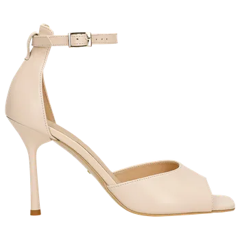 Dámské sandále Béžové Kožené Dámské Sandály Na Vysokém Podpatku Wojas 7623954 36