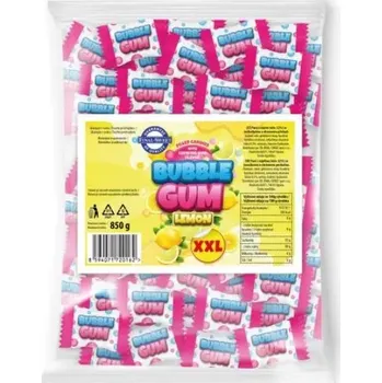 Bonbon Ovocné bonbóny furé BUBBLE GUM 850 g - CITRON - XXL balení (Plněné bonbóny se žvýkačkovou citrónovou příchutí)
