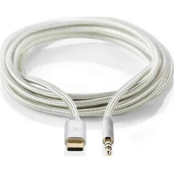 Nedis PROFIGOLD USB-C na 3,5mm jack 1m stříbrný Kabel, audio, USB 2.0, zástrčka USB-C, zástrčka 3,5mm jack, nylon, stříbrný, 1m CCTB65940AL10