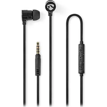 Sluchátka Nedis HPWD5020BK Headset, drátový, do uší, mikrofon, ovládání hlasitosti, 3,5mm jack, černo-stříbrný HPWD5020BK