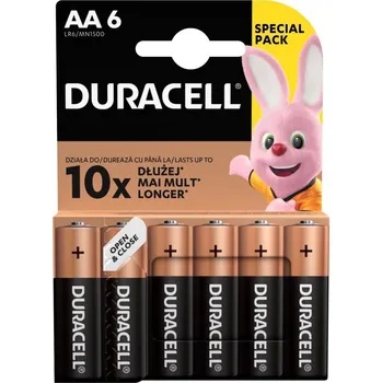 Článková baterie DURACELL Basic AA 6ks Baterie, alkalická, 1,5V, AA, LR6, 6ks 42307