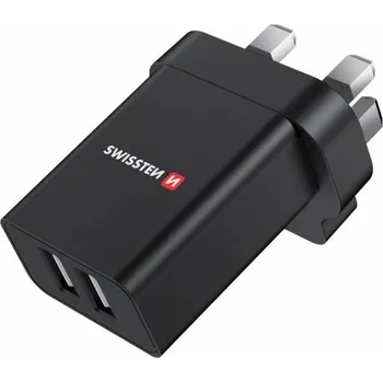 Počítač SWISSTEN 2× USB 10,5W UK černý Napájecí adaptér, 10,5W, UK vidlice, 2× USB, SMART IC, černý 22045200
