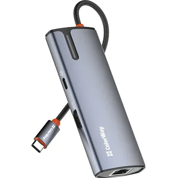 Notebook ColorWay CW-HUB02 Dokovací stanice, USB-C, 1× HDMI, 3× USB 3.0, 1× USB-C PD 100W, 1× RJ-45, šedá CW-HUB02