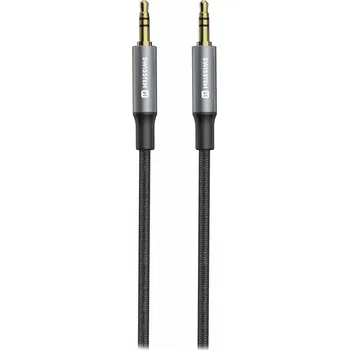 Audio kabel SWISSTEN TEXTILE kabel 3,5mm jack 1,5m černý Kabel, propojovací, 3,5mm jack na 3,5mm jack, textilní oplet, 1,5m, černý 73501215