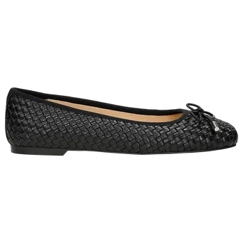 Dámské polobotky Černé Dámské Balerínky Z Pletené Kůže Wojas 4404551 36