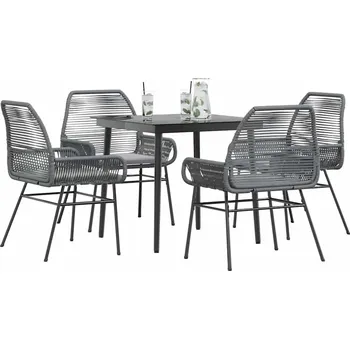 Zahradní sestava vidaXL 5dílný zahradní jídelní set s poduškami polyratan sklo [3334465] Barva: Šedá