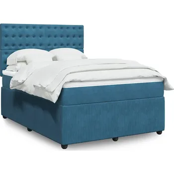 Postel vidaXL Box spring postel s matrací 140x190 cm samet [3292346] Barva: Modrá