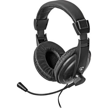 Audio kabel Nedis CHST210BK Headset, drátový, 40mm měniče, mikrofon, 1× 3,5mm jack, 1,8m kabel, černý CHST210BK