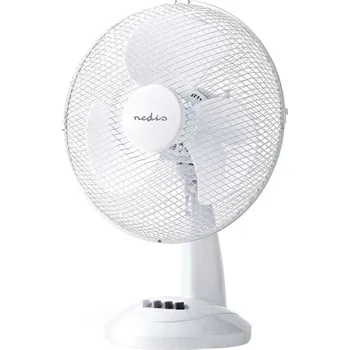 Domácí ventilátor Nedis FNTB10CWT30 Ventilátor, stolní, výkon 35W, průměr 30cm, 3 rychlosti, oscilace, kabel 1,5m, bílý FNTB10CWT30